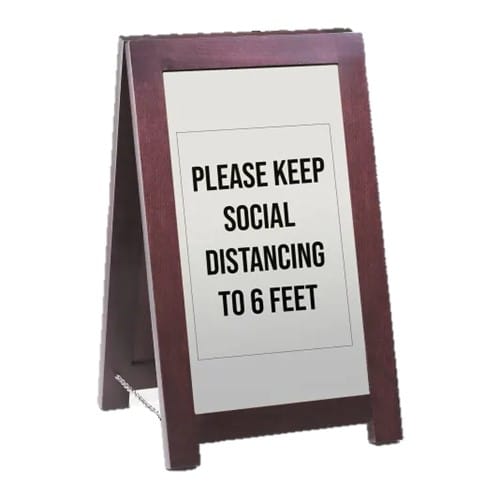 Social Distance Floor Sign in Wood, 12"W x 17.5"D x 20"H